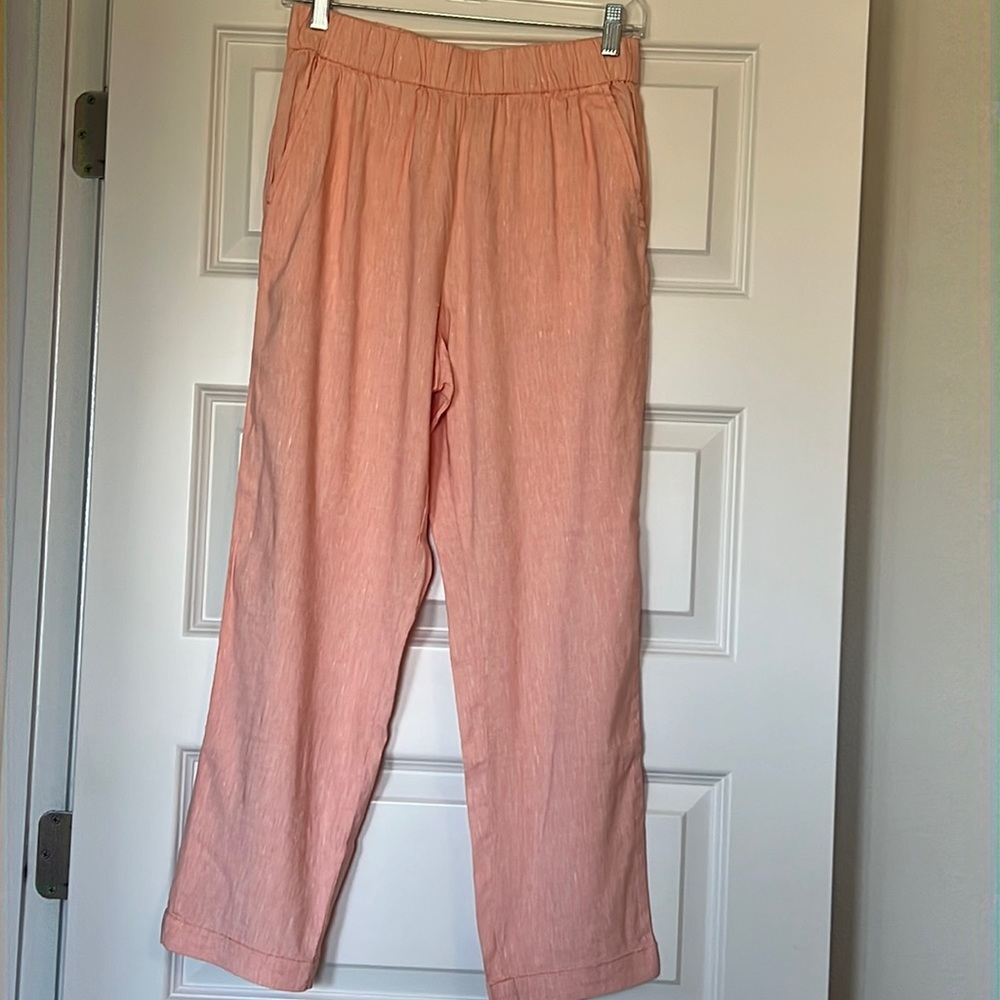 Loft never been worn, salmon linen pant with elastic waist